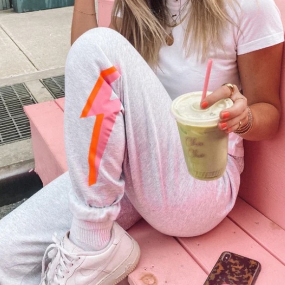 Starfit light gray bolt sweatpants - Picture 1 of 7